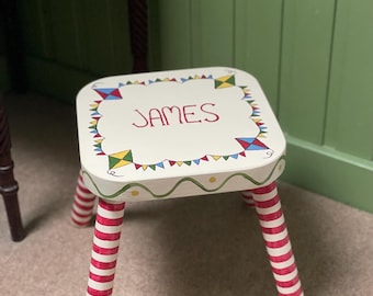Hand Painted Children's Stool | Personalised Nursery Decor
