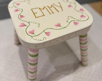 Personalised Hand Painted Wooden Stool | Children's Nursery Chair