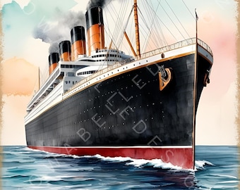 Vintage Titanic-posters 10 high-res aquarel JPG's Junk Journaling, Scrapbooking, Fantasy, Shabby Chic_2 | Commerciële licentie