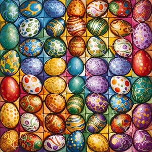 Easter Colored Eggs 10 JPGs Watercolor |  Wall Art, Scrapbooking, Journals, Other Projects | Commercial License