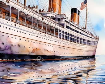 Vintage boot Titanic-posters 10 high-res aquarel JPGs Junk Journaling, Scrapbooking, Fantasy, Shabby Chic_1 | Commerciële licentie