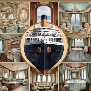 Poster d'epoca del Titanic, 10 immagini JPG ad acquerello ad alta risoluzione, per il diario di scarto, scrapbooking, fantasy, shabby chic_3 / licenza commerciale