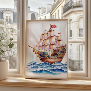 Pirate Boat Nursery Print | Printable Wall Art | Nursery Decor | Baby Room Art | Instant Download
