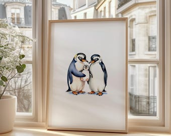 Penguin Nursery Print | PRINTABLE Wall Art | Mom, Dad, Baby Family Print | Nursery Decor | Baby Room Art | Instant Download