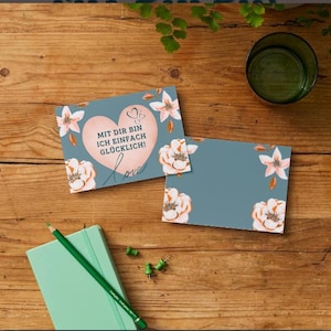 Postkarte sofortigen Download, Valentinstag, Jahrestag, Muttertag, Liebe, von Herzen, Danke, Herz, Blumen, Freundin, Freund, Herzensmensch