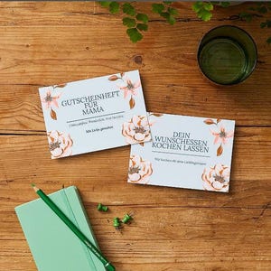 Livreto de vouchers para download instantâneo, Dia das Mães. Obrigado, mãe, amor, mãe, obrigado, amor, do coração, coração, flores, pessoa sincera