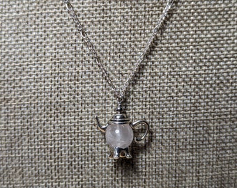 Teapot Necklace *S9* Rose Quartz