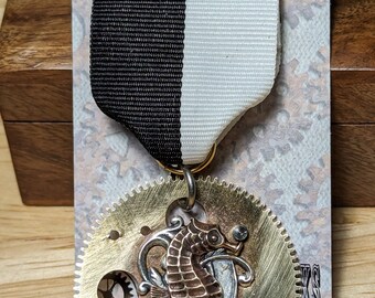 Steampunk Submariner's Medal - Black and White