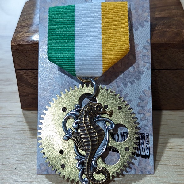 Steampunk Submariner's Medal - Green, White and Gold