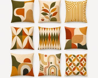 Fodera per cuscino stile boho retrò, fodera per cuscino con motivi geometrici astratti, decorazione per divano in stile metà secolo, fodera per cuscino double-face, 14/16/18/20/24 pollici