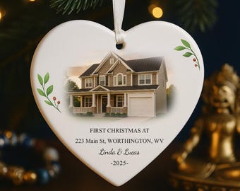 Personalized New Home Photo Ornament丨Custom House Address Ornament丨New Home First Christmas Keepsake丨House warming Gift
