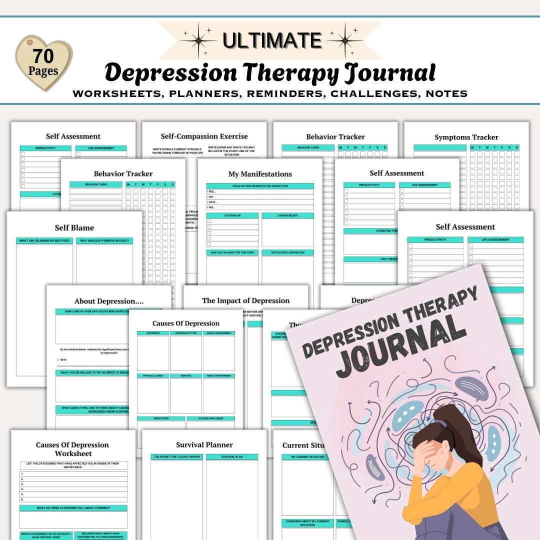 Depression Therapy Journal, Mental Health Journal, Wellness Tracker ...