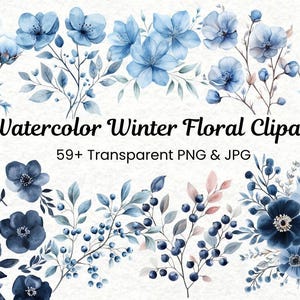 Watercolor Christmas Botanical Clipart | Winter Greenery & Holly Berries PNG | Floral Holiday Clipart Bundle | Christmas Border | Digital D