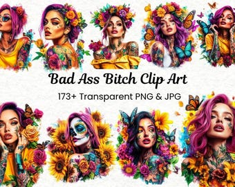 Tätowierte Mädchen Clipart Bundle | Edgy PNG Designs (Kommerzielle Nutzung)