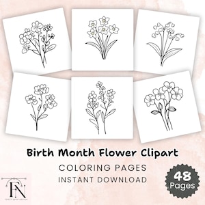 Custom Birth Flower Bouquet | Family Birth Month Tattoo Design |48 Up to  Flowers | Digital Download | Floral Tattoo Art Print