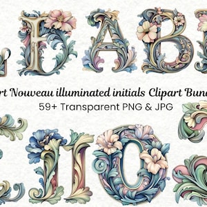 Lettres florales lumineuses des cliparts | Ensemble de 59 cliparts alphabet PNG | Initiales décoratives de l'alphabet anglais | Conception de cartes | Téléchargement numérique