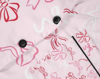 Pyjama avec noeud pour la Saint-Valentin, tenues d'intérieur, pyjamas pour femme, cadeau de la Saint-Valentin, vêtements de nuit romantiques, ensemble de pyjama en satin,