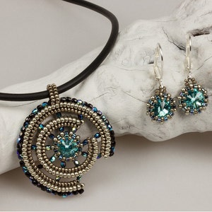 Broken Wheel beaded pendant and earrings, with bracelet add-on/ PDF file image 1