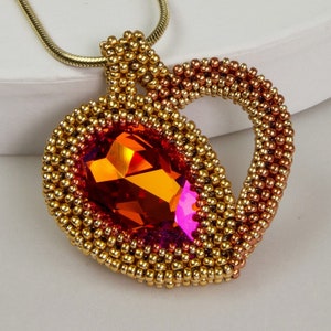 Heart Drops ( beaded pendant)/ PDF file