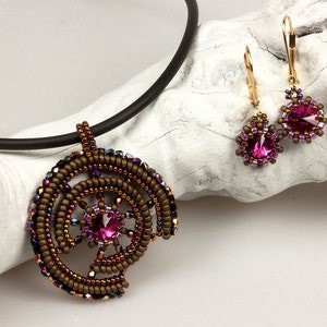 Broken Wheel beaded pendant and earrings, with bracelet add-on/ PDF file image 2