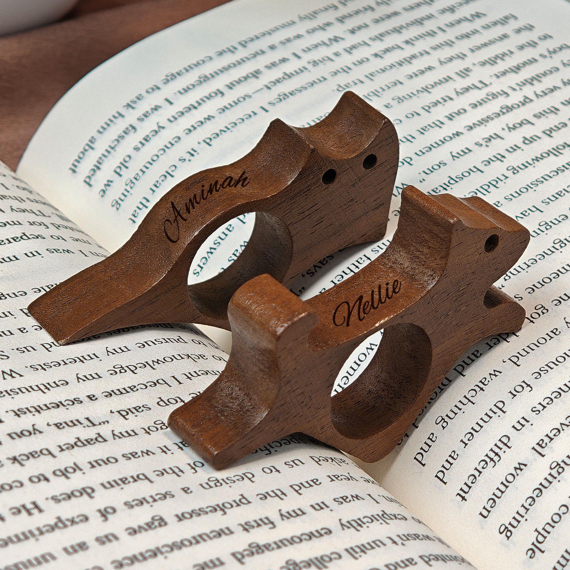 Discover Personalized Wooden Book Page Holder - Custom Name Thumb Clip - A Gift for Pet Lovers