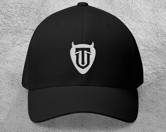 Tune Up Crest Hat - Closed-Back Stretch Cap with WTYU Logo, -We Tune You Up- Tagline, Rock Style for Road Dogs and Music Heads