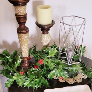 Vintage Christmas Garland Plastic w/ Berries, (Set of 2) Kitsch, Retro, Holiday Decor