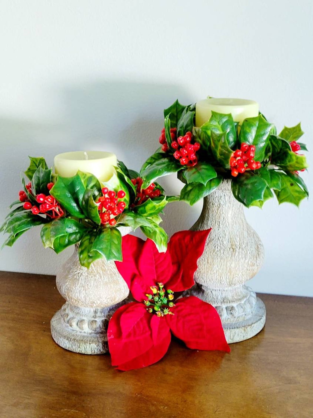 Vintage 8 Inch Christmas Candle Wreath / Rings Plastic W/ Red Etsy