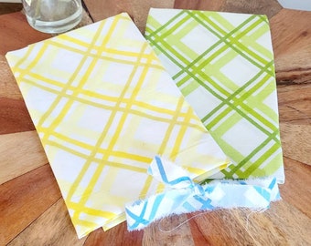 Lemony Lime Vintage Sheet Fat Quarter DUO LOT