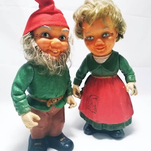 RARE Heissner Gnome Elf Man and Women Marked 900  and 901 West Germany