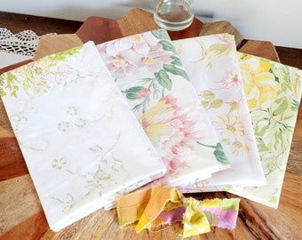 Springtime Florals Quad Lot Vintage Sheet Fat Quarters