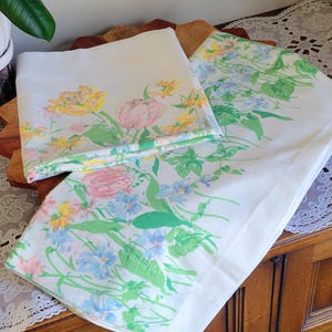 Vintage Floral Tulip King Pillowcase Set of (2)