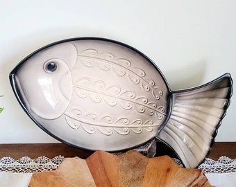 Vintage RARE Mid Century Modern Large Fish Divided Serving Dish California Pottery Excellent Condition!