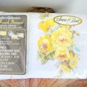 Vintage NEW in Package Standard Pillowcase Set of (2) with Yellow Flowers