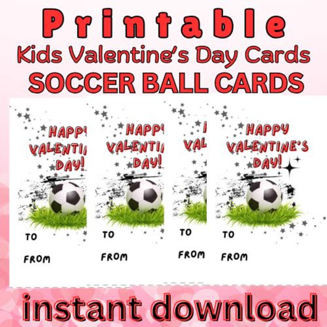 Printable Soccer Valentines Day Cards Sports Valentines for Kids - Etsy