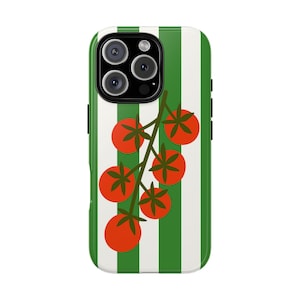 Robuste Hülle | Trendy Tomate und gestreifte Design Robuste Telefonhülle, stilvolle Telefonhülle, Geschenk für Mode-Liebhaber, süße Telefonhülle