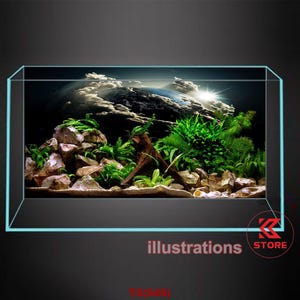 Polyester fish tank glass backdrop, fish tank background, fish tank decoration, aquatic rock style
