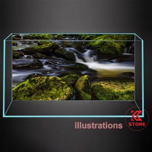 Polyester fish tank glass backdrop, fish tank background, fish tank decoration, mountain rock aquatic style