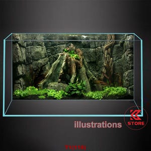 Polyester fish tank glass backdrop, fish tank background, fish tank decoration, aquatic rock style