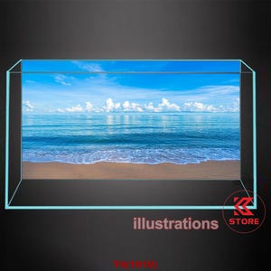 Polyester fish tank glass backdrop, fish tank background, fish tank decoration,on the beach style