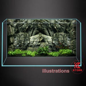 Polyester fish tank glass backdrop, fish tank background, fish tank decoration, mountain rock aquatic style