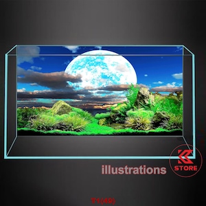 Polyester fish tank glass backdrop, fish tank background, fish tank decoration, mountain rock aquatic style