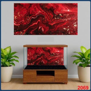 Luxury Red Marble 3D Aquarium Backdrop – Fish Tank Background Poster