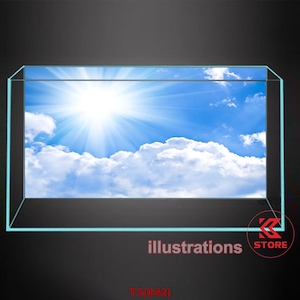 Polyester fish tank glass backdrop, fish tank background, fish tank decoration, cloud world style
