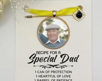 Broche personalizado con foto para papá, regalo personalizado para el padre, pin con foto para recuerdo, regalo del Día del Padre, joyería personalizada con foto, regalo para papá