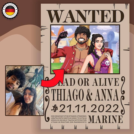Personalisiertes One Piece Wanted Poster – Anime Steckbrief im One Piece Stil | Individuelles Geschenk für Anime-Fans | Ruffy, Zoro, Shanks