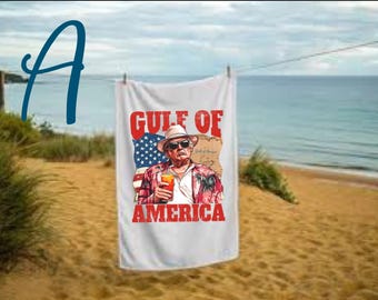 Funny patriotic trump gulf of American beach towel