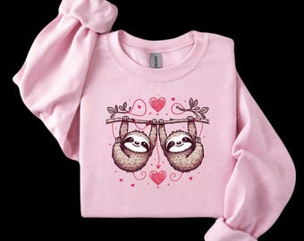 Cute sloths hearts hanging from limb sweatshirt