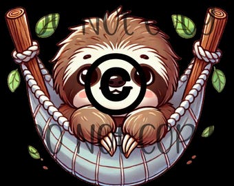 Cute sloth in hammock png sublimation dtg dtf design