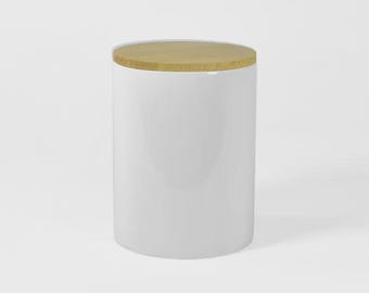 11 oz ceramic sublimation blank candle jar with bamboo lid